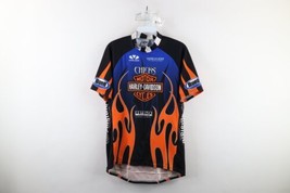 Vtg 90s Harley Davidson Mens M Spell Out Fire Flames Bicycle Cycling Jersey USA - £77.73 GBP