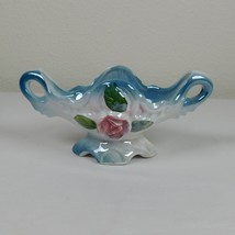 Blue Lustre Floral Embossed Double Handle Candy Dish Table Display Vinta... - £8.99 GBP