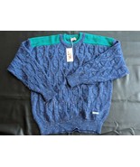 Vintage 1980s Silvy Tricot Italian Ski Racing Blue Green Knit Sweater 52... - $176.01 CAD