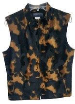 Harvé Benard Womens Black Brown Animal Print Sleeveless Full-Zip Vest 10... - $24.00