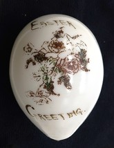 Antique Victorian Hand Blown Milk Glass Easter Greeting Egg 4&quot; Hand Painted - $39.99