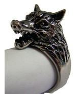 WOLF SHOWING TEETH STAINLESS STEEL RING size 9 silver metal S-505 unisex... - €6,48 EUR