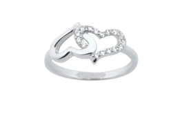 ADIRFINE 925 Sterling Silver Double Heart Infinity Ring - £37.95 GBP