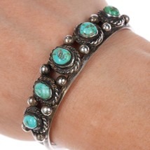 6.5&quot; Vintage Navajo sterling row cuff bracelet with rope bezels - $242.55