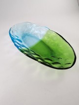 Island Plantations Handblown Art Glass Trinket Jewelry Blue Green Colorblock - £19.83 GBP