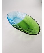 Island Plantations Handblown Art Glass Trinket Jewelry Blue Green Colorb... - £19.34 GBP