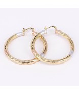 18k Layered Real Gold Filled Hoop earring Multi colors 70mm - $221.81 MXN