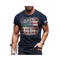 Historic Route 66 T Shirt   Americana Crew Neck - Short Sleeve - Fashion Tee Men - £15.97 GBP