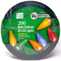 HOME ACCENTS HOLIDAY 1009 514 150 200CT MULTICOLOR LED C6 66&#39; GREEN STRI... - £39.58 GBP