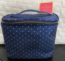 Kate Spade Larabee  Navy  Dot Cosmetic Bag Travel Train Case Zip Lunch Tote - £30.37 GBP