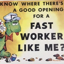 Humorous Vintage Postcard Fast Worker Turtle Funny Cartoon Art - £10.19 GBP