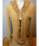 Pretty Angel Tan Tunic Ruffles Beads Bows Pleated XL Boho Tan - £16.01 GBP