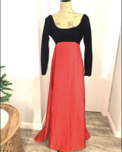 Vintage Victor Costa Red and Black Velvet Top Long Gown Dress - £467.25 GBP