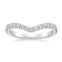 0.34Ct Round Cut Diamond 14K White Gold Plated Chevron Wedding Band Ring V-Day - £73.17 GBP