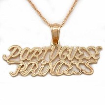 14K Gold Portuguese Princess Charm 18&quot; Chain Jewelry - $180.41