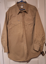 Carhartt Men’s Pearl Snap Heavy Western Work Shirt Khaki 4XL Never Worn USA Made - £27.46 GBP