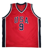 Michael Jordan #9 Team USA New Men Basketball Jersey Red Any Size image 4
