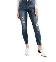 Judy Blue mid-rise destroyed relaxed fit jeans in Dark Wash - size 5/27 - £41.40 GBP