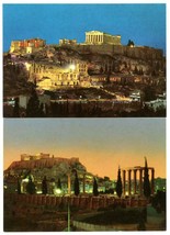 2 Postcards Greece Athens Acropolis at Night Parthenon Delta Unposted - £3.95 GBP