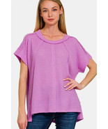 Zenana Waffle Exposed-Seam Short Sleeve T-Shirt - $29.21 CAD