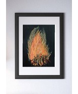 A4 Size Original Painting, Bonfire Home Decor, Camp Fire Flame Wall Art,... - £32.05 GBP