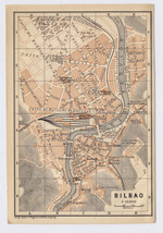 1898 Original Antique Map Of Bilbao / Biscay / Basque Country / Spain - £21.12 GBP