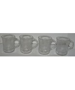 4 Vintage Heavy Glass Reeded Flower Design Coffee Tea Cocoa Mugs Cups - €16,13 EUR