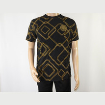 Mens PLATINI Sports Shirt With Rhine Stones Medallion Chain STT7626 Black Gold image 2