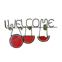 Hanging Watermelon Metal Welcome Sign Vintage - $12.72