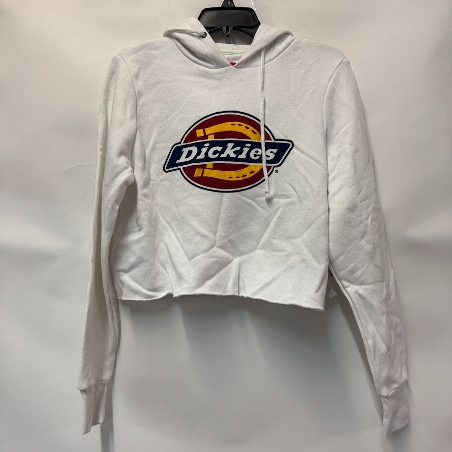 Dickies Womens M White Logo Cut Off Cropped Hooded Pullover Sweatshirt N... - $24.49