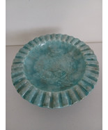 Aqua Blue Ashtray Made In California #263 Swirl Glazed Holds 34 Cigarettes - $85.94 CAD
