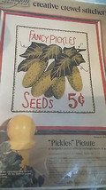 Craft Kit Paragon Creative Crewel Stitchery Kit Seed Packet Fancy Pickles 1974 - £11.74 GBP