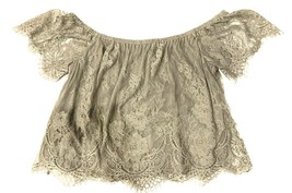 American Eagle Crop Top Womens Small Olive Green Shirt Lace Off Shoulder... - £6.91 GBP