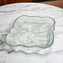 Mikasa Christmas Candy Nut Trinket Dish 7” Clear Glass Trumpeting Angel ... - $8.48