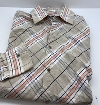 SouthPole Button Up Shirt Mens Large Multicolor Tan Plaid Long Sleeve Round Hem - £16.31 GBP