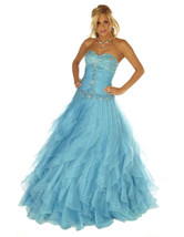 Sexy Strapless Corset Aqua Cinderella Mermaid Prom Evening Gown Joli 953... - $378.99