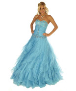 Sexy Strapless Corset Aqua Cinderella Mermaid Prom Evening Gown Joli 953... - $517.17 CAD