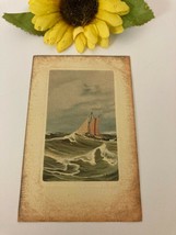 ANTIQUE ArtChrome Postcard Sail Boat Ship Nautical Series 3005 Saxony Birthday  - £9.67 GBP