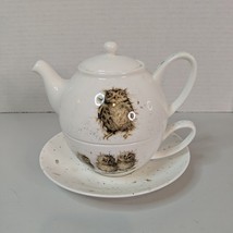 Royal Worcester Wrendale Designs &quot;What A Hoot&quot; Owl Tea for One Stacking Tea Set - £66.55 GBP