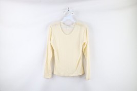 Vintage 90s Streetwear Womens Medium Blank Stretch Sheer Long Sleeve T-Shirt USA - £47.16 GBP