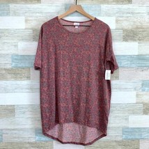 LuLaRoe Irma High Low Tunic Top Red Pink Gray Paisley Print Womens XS - $19.79