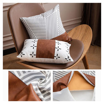 18&quot;x 18&quot; Faux Leather Canvas Throw Pillow Covers Sofa Cushion Cover Decorative - £16.77 GBP