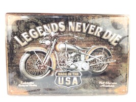 3D Legends Never Die Motorcycle Bike Tin Metal Sign 8” X 12” Approx New &amp; Sealed - £7.77 GBP