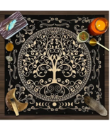 Tree of Life Black Tarot Reading, Altar, or Rune Casting Cloth  Approx 1... - £7.82 GBP