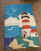 Lighthouse Beach Scene Nylon Double Sided Garden Flag 42 x 37 Inch Appli... - $12.99