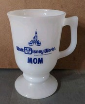 Vintage Walt Disney World Mom White Milk Glass Pedestal Footed Mug Coffe... - £11.17 GBP