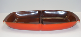 Vintage Frankoma Red Orange Pottery 15&quot; Divided Serving Bowl #5 QD - $553.18 MXN
