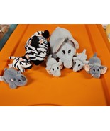 7 Vintage Galoob 1997 Pound Puppies Jungle Zebra Elephant Family Plush S... - $67.63 CAD