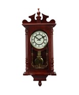 Bedford Collection 25 Inch Wall Clock with Pendulum and Chime in Dark Re... - £101.38 GBP