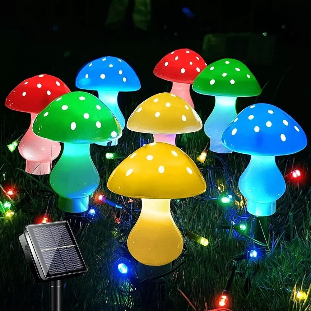 8Pcs LED Solar Mushroom Lights Outdoor Garden Decor Waterproof Fairy Lig... - $755.65 MXN
